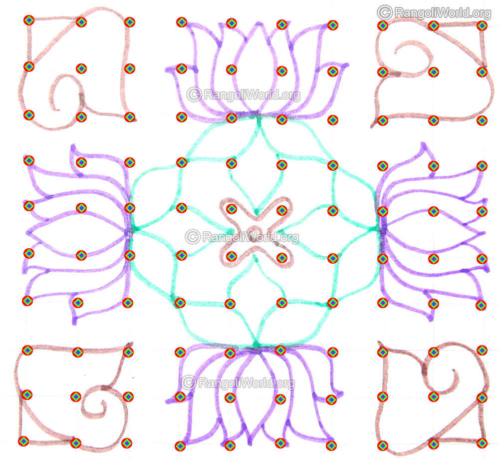 Lotus flower shell sangu kolam may1 2015 pencil outline