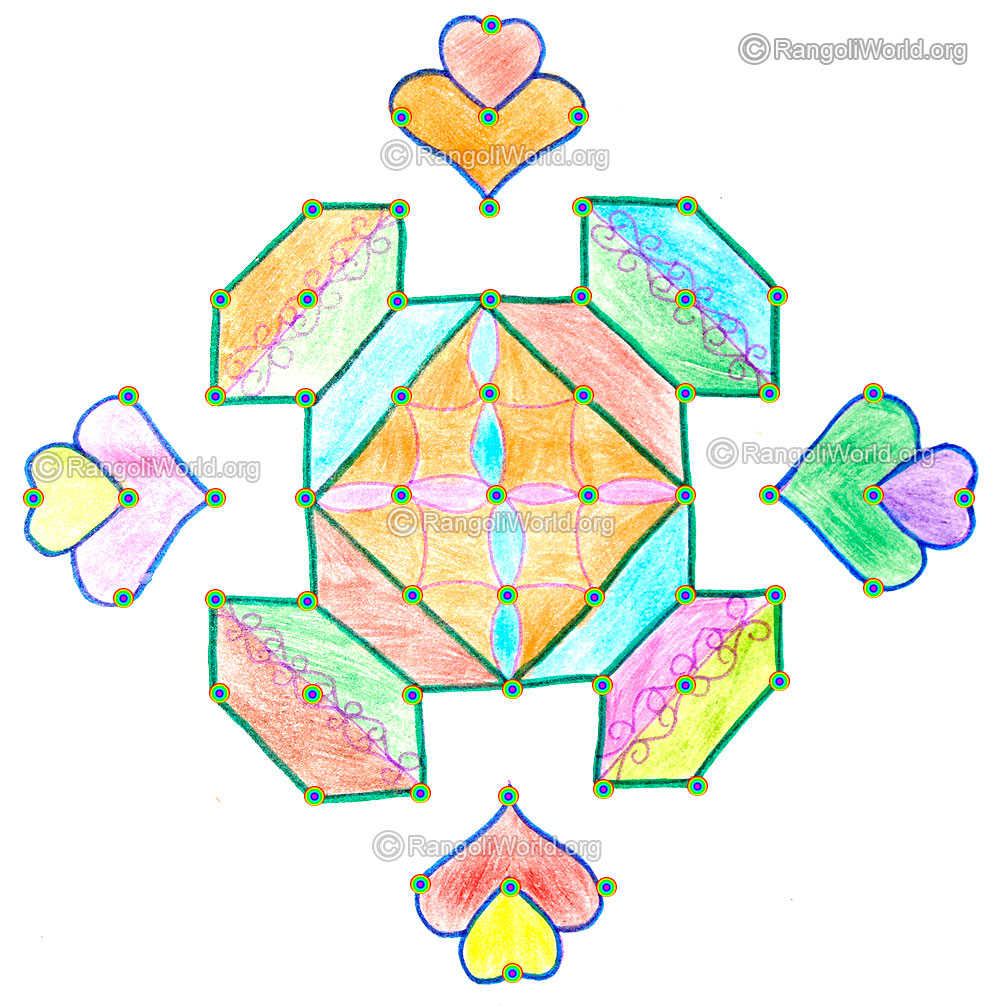 Simple pongal flower kolam may5 2015 with dots
