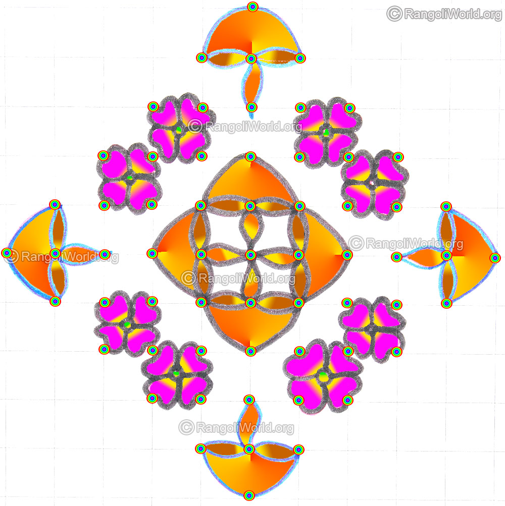 Agal vilakku flower poo kolam may8 2015 with dots