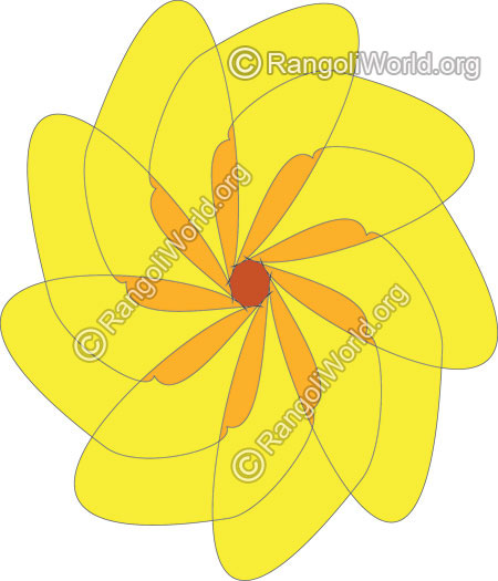 yellow flower simple daily rangoli