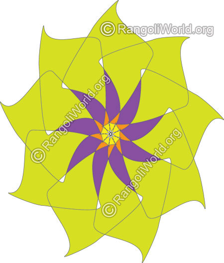 Yellow purple flower rangoli jan13