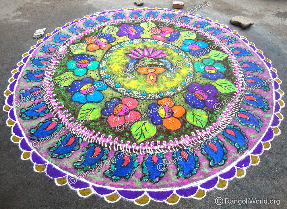 Peacock Lotus Rangoli