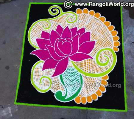 Lotus carpet freehand rangoli design 2019