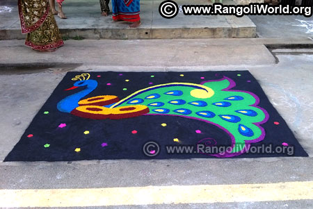 Peacock carpet rangoli street design 2019