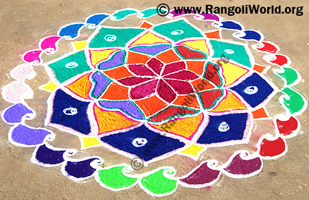 Freehand Rangoli with all colors mixed