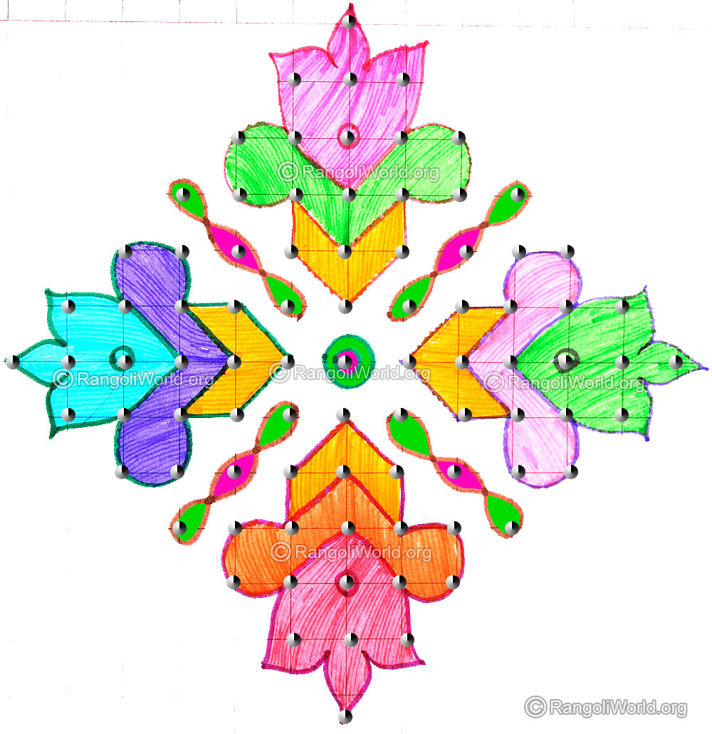 Flower with sikku kolam aug14 2015 with dots