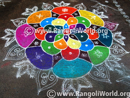 Ganesh chaturthi flower pooja rangoli design 11 september 2015