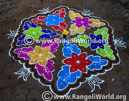 Ganesh chaturthi flower rangoli design 1 september 2015