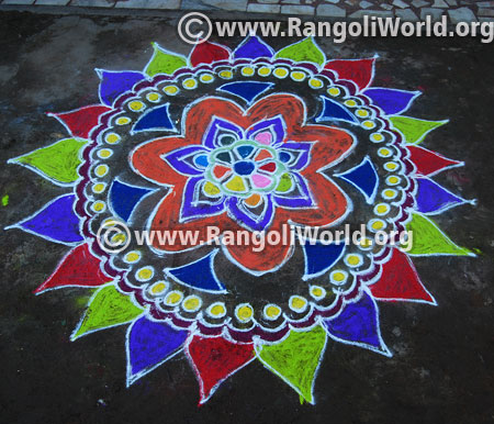 Ganesh chaturthi flower rangoli design 4 september 2015
