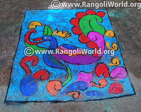 Ganesh chaturthi peacock carpet rangoli design 10 september 2015
