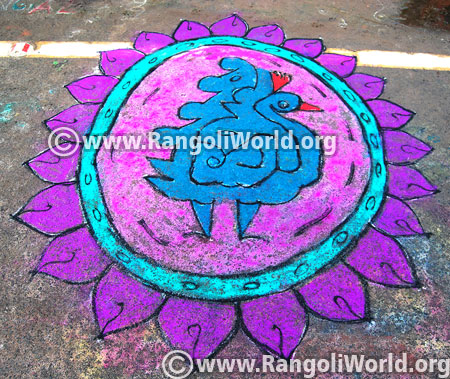 Ganesh chaturthi peacock rangoli design 9 september 2015