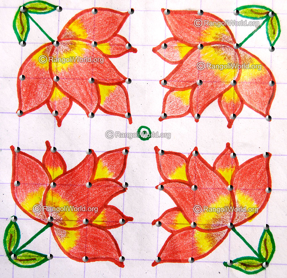 Flower Kolam9 with dots