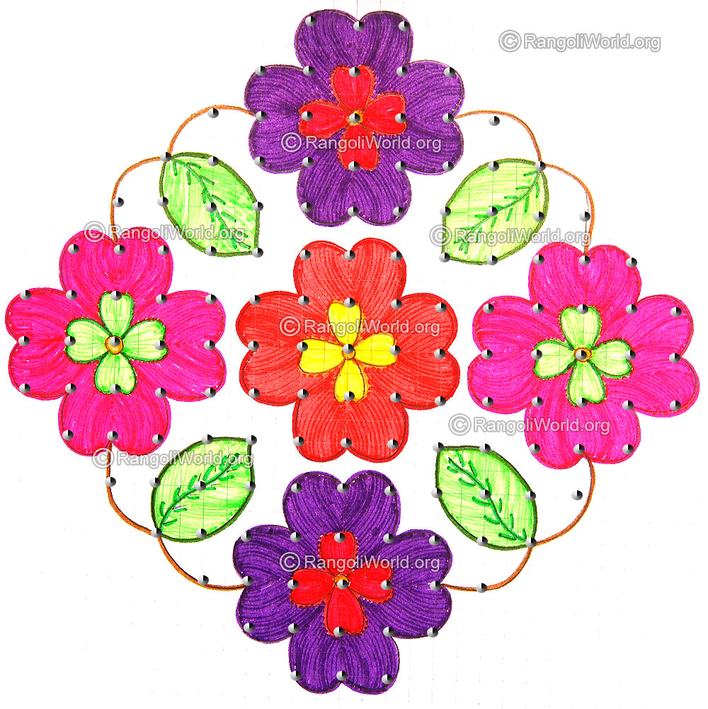 Flower kolam8 with dots