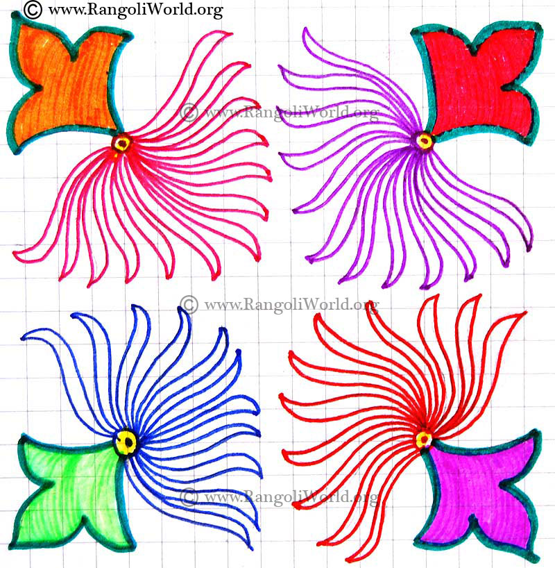 Flower with roots kolam