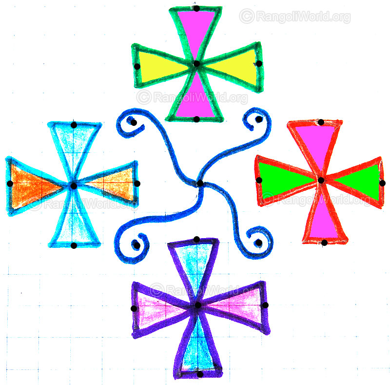 Simple flower kolam for kids jan 2015 with dots