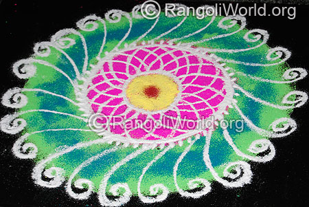 Easy colorful flower freehand rangoli