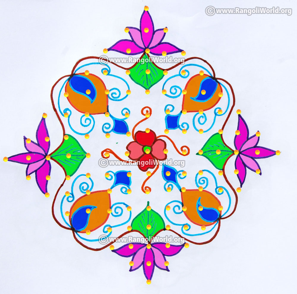 Lotus flower kolam design margazhi 2017 with dots