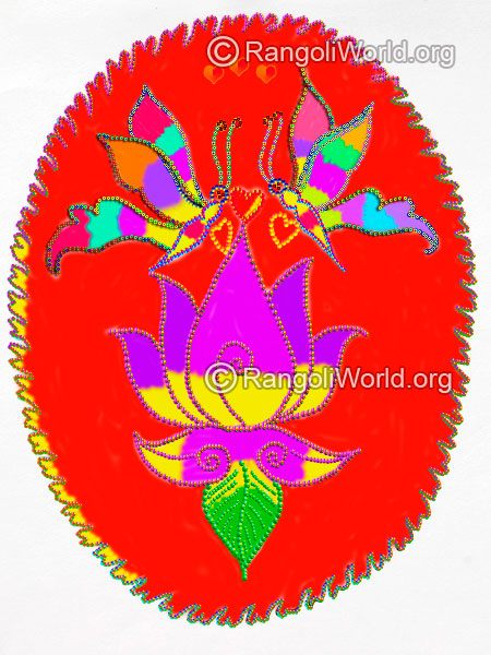 Latest lotus butterfly rangoli design 2016