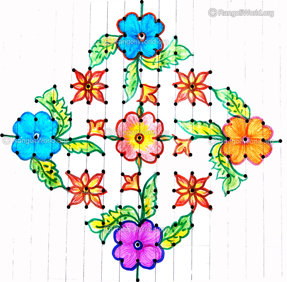 Flower kolam with dots