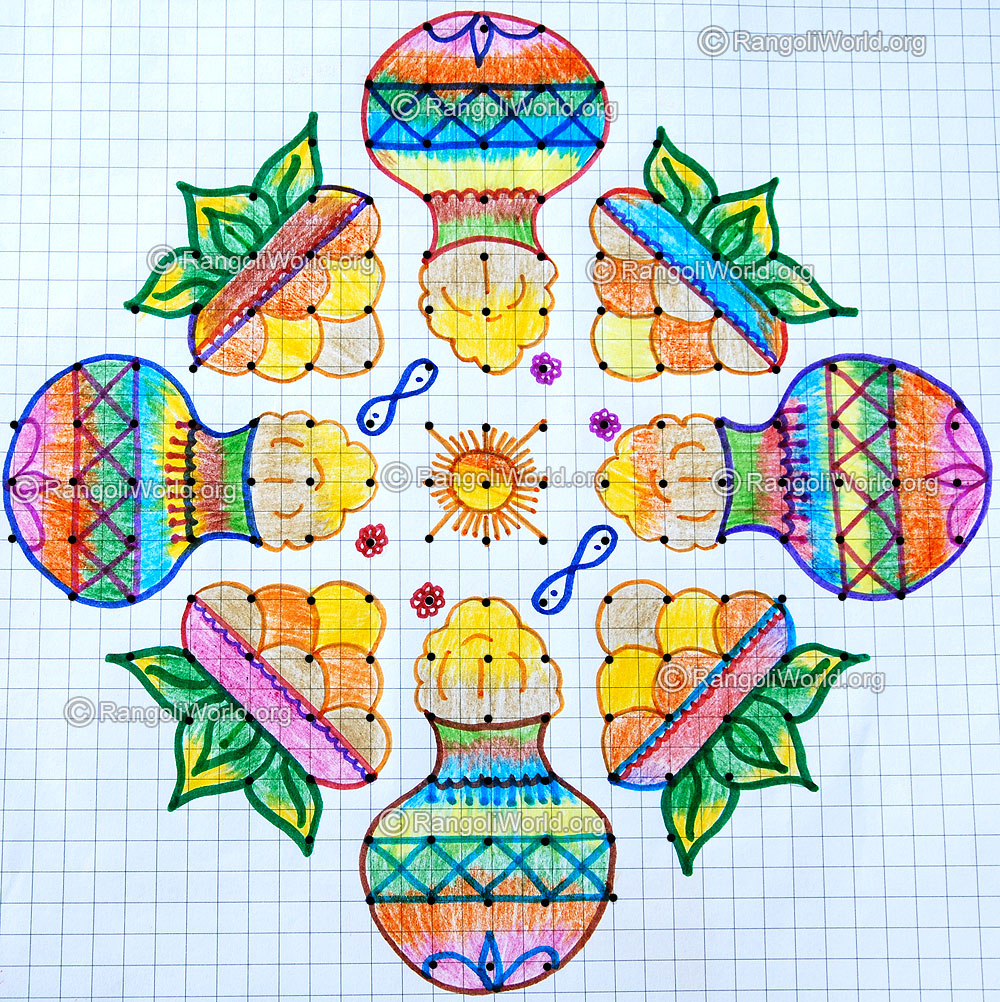Pongal and sweets kolam with dots