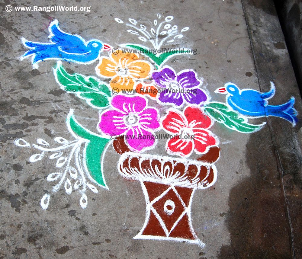 Birds and flowers rangoli