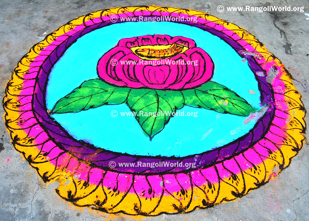 Rose Flower Freehand Rangoli