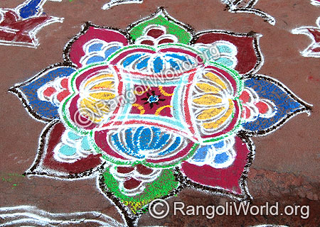 Four Lotus Pooja Freehand Rangoli