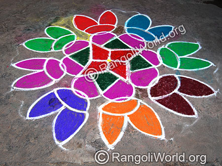 Freehand Rangoli with Triangle and circle top shapes