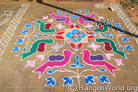 Love Birds Rangoli Kolam with dots