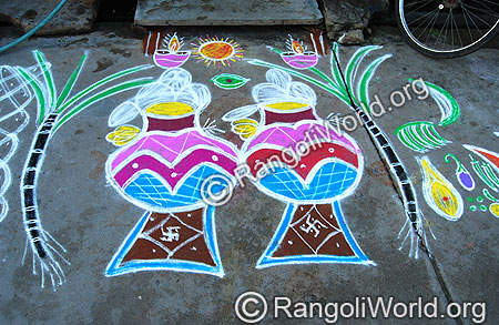 Two Pongal Pot Rangoli