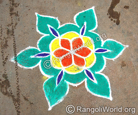 simple Freehand Rangoli with Green Color theme