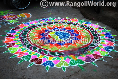 Big lotus rangoli pongal festival 2017