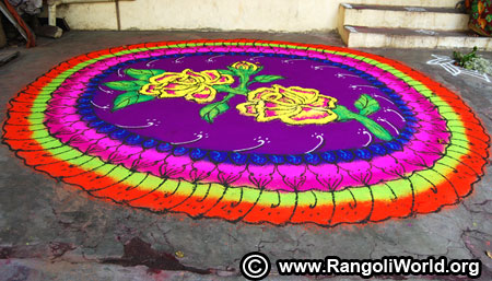 Big flower freehand rangoli design for pongal 2019
