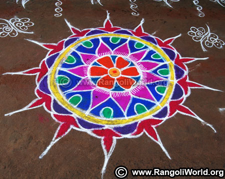 Freehand flower rangoli design for pongal 2019