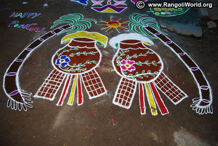 Pongal rangoli design for kids
