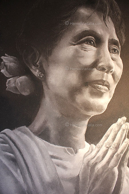 Aung san suu kyi portrait rangoli