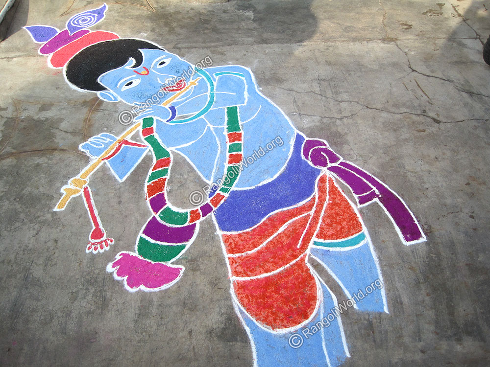 Krishna flute Rangoli