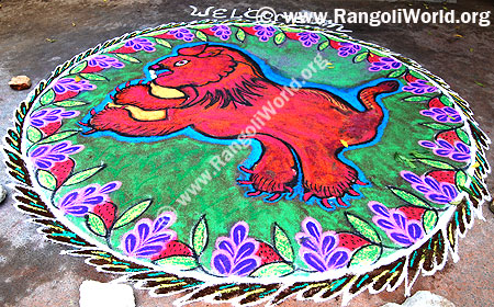 Lion Rangoli