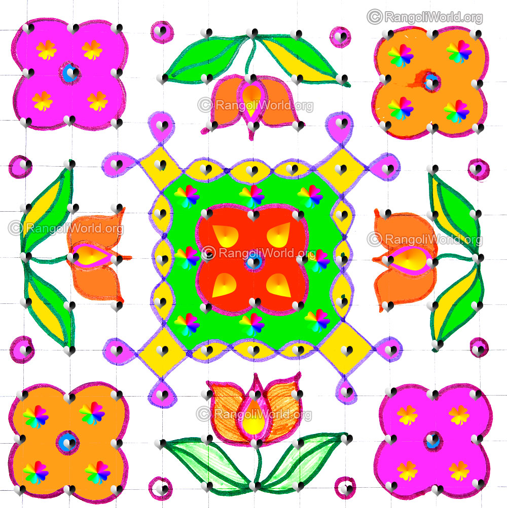 Lotus kolam april14 2015 with dots