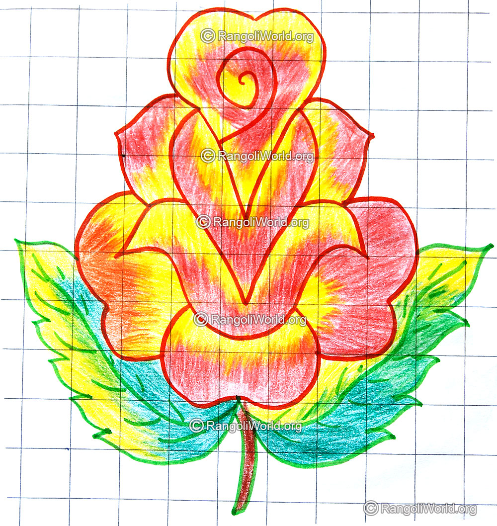 Simple rose flower kolam april14 2015