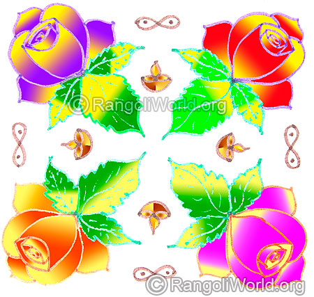 Multi colored easy rose flower kolam may1 2015