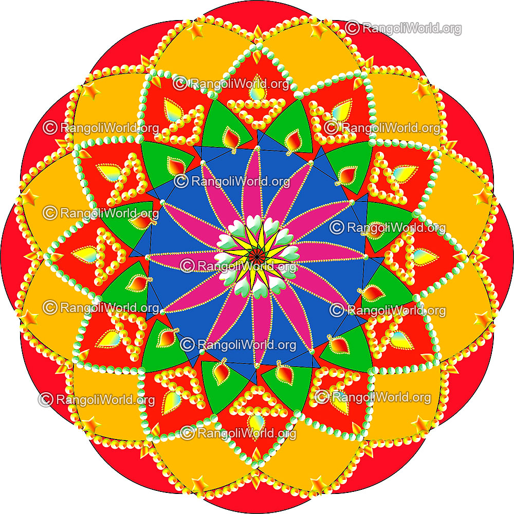 Kundan rangoli designs, Simple For Holi, Diwali, Pongal Festival