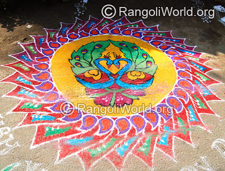 Buy Peacock Rangoli with Centerpiece/Multicolour/Meenakari Online at Low  Prices in India - Amazon.in