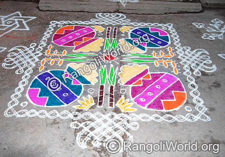 Pongal Theme Rangoli with Nelli Kolam Cover