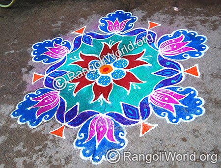 Lotus Flower Freehand Rangoli