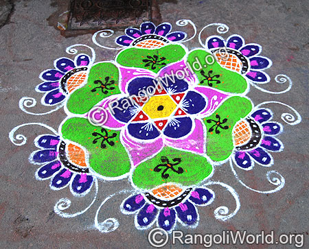 Blue Flowers Freehand Rangoli
