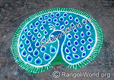 Peacock Freehand haiku Rangoli