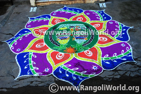 Colourful pongal rangoli 2017 design