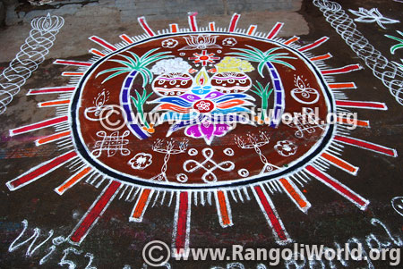 Pongal sunrise rangoli design 2017