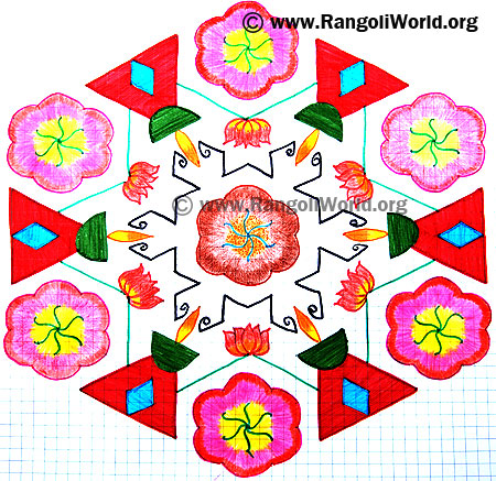 Lotus Flowers Lamp Kolam